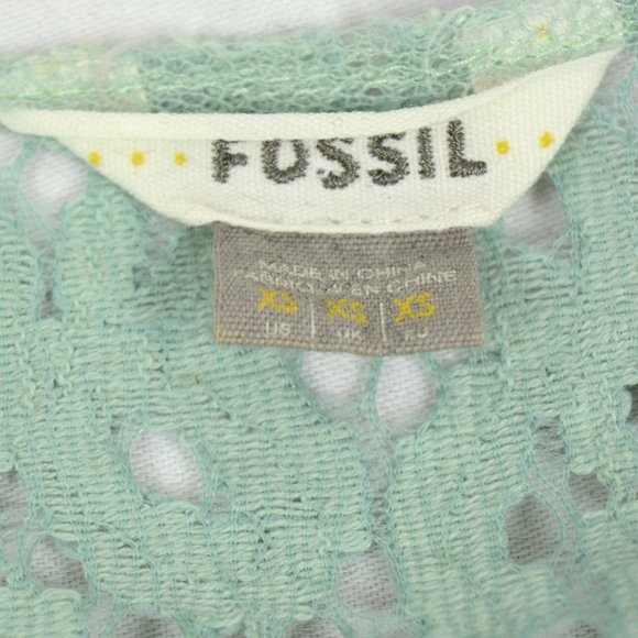 Fossil Mint Green Scoop Neck Lace Top Women's XS - Picture 5 of 6